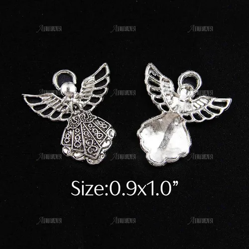 Miniatura 5 de AUEAR, Colgantes de plata antigua con dijes de ángel para hacer joyas de bricolaje, collar y pulsera