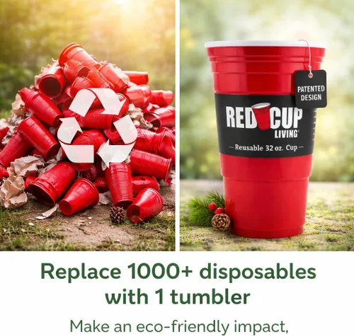 Miniatura 2 de Vasos de 32 onzas Taza roja reutilizable para fiesta, vaso y vaso Vasos de fiesta ideales para niños y adultos Suministros reutilizables