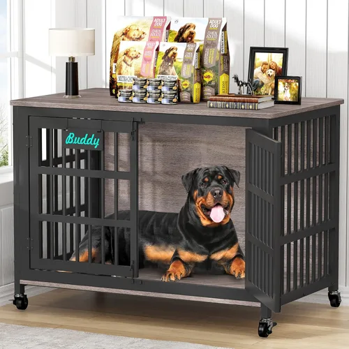 Miniatura 11 de EasyCom mueble de jaula para perros de 41"/33"/27" con etiqueta de nombre, perrera para perros de interior resistente para perros medianos, jaula