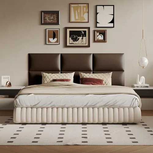 Miniatura 17 de Cabecero de palo color beige - Juego de 6 paneles montados en la pared para camas tamaño Queen, 61 x 30 cm, cabecero decorativo de fácil instalación