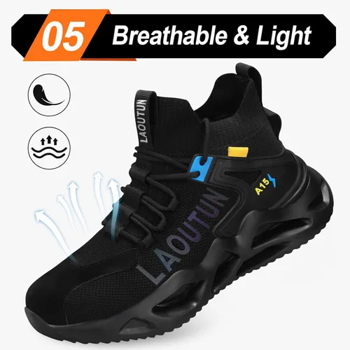 Miniatura 6 de LAoutun Steel Toe Shoes for Men Women Work Shoes Safety Sneakers Shoes Comfortable Lightweight Puncture Proof Slip on Indestructible Work Shoes