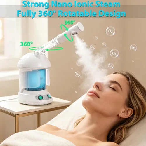 Miniatura 3 de SUPER DEAL Vaporizador de pelo PRO 3 en 1 multifunción con ozono, vaporizador facial con capucha y accesorio para terapia capilar y facial para uso