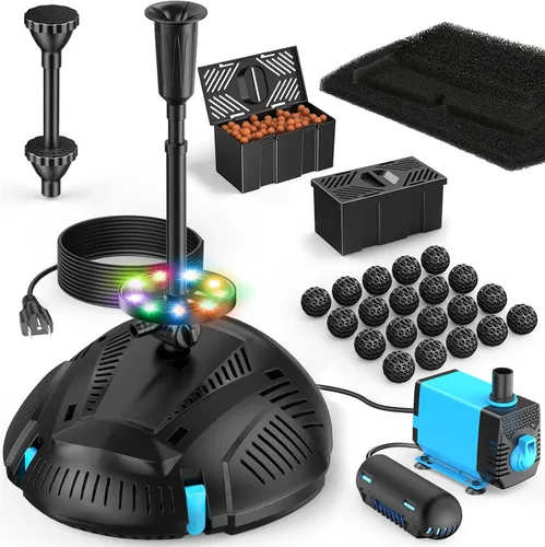 Miniatura 11 de POPOSOAP Filtro de estanque con kit de fuente de bomba, clarificador UV integrado, filtros de estanque de 660 GPH/40 W para limpieza de estanques al