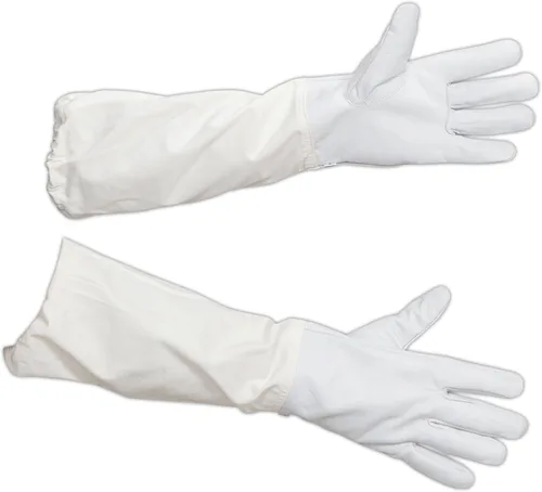 Miniatura 6 de Guantes de apicultura – Guantes de piel de cabra para hombres y mujeres, equipo de protección para abejas con mangas largas de lona y puños