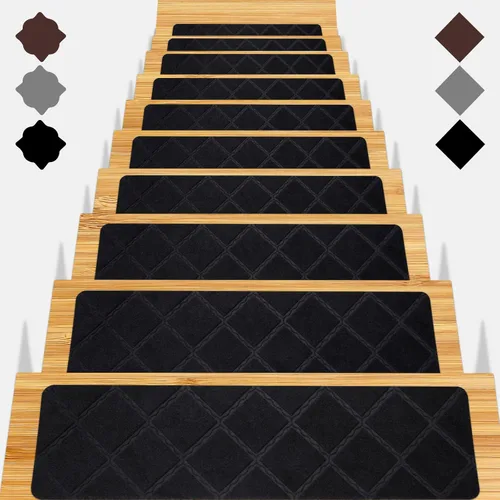Miniatura 10 de Peldaños de escalera para escalones de madera 15 piezas - 8x30 pulgadas Alfombra corredor para escaleras interior Alfombrillas antideslizantes