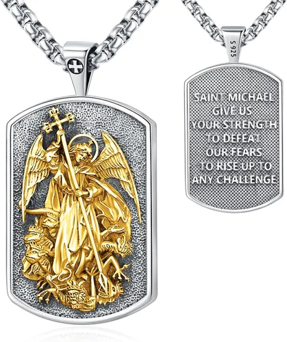 Miniatura 114 de Eusense Saint Necklace Sterling Silver 925 Protection Jewelry for Men Women Patron St Medals Amulet Pendant