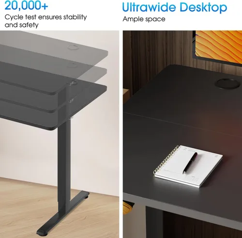 Miniatura 7 de BLKMTY Escritorio eléctrico de pie de 24 x 47 pulgadas, altura ajustable, escritorio para computadora para oficina en casa, soporte ergonómico