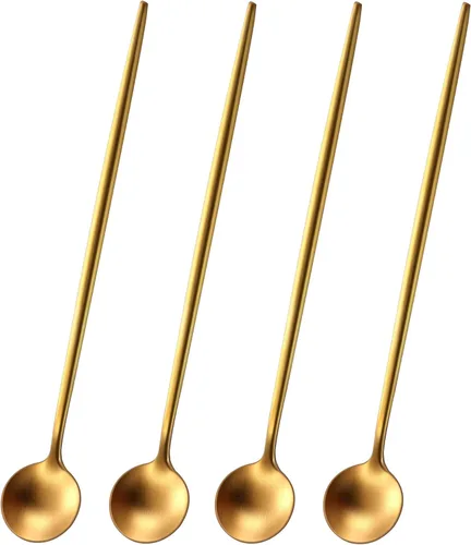 Miniatura 10 de DEHOV 4 cucharas de café 18/10 de acero inoxidable negro satinado de 6.7 pulgadas, cuchara de té helado, cucharas para remover espresso, cucharas