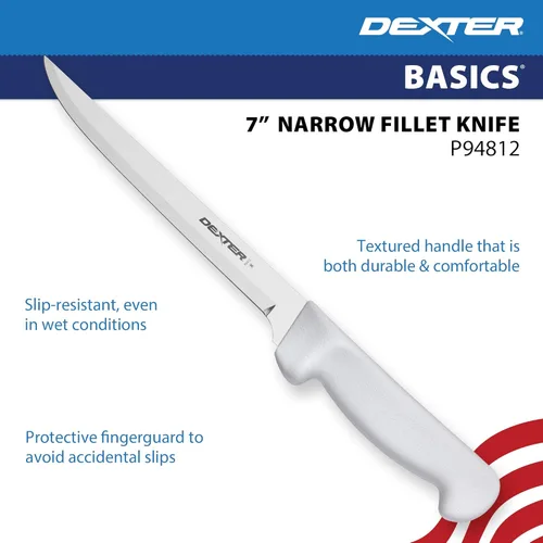 Miniatura 4 de Dexter-Russell Cuchillo de filete estrecho de 7 pulgadas – P94812, hoja de acero inoxidable con alto contenido de carbono, mango de polipropileno