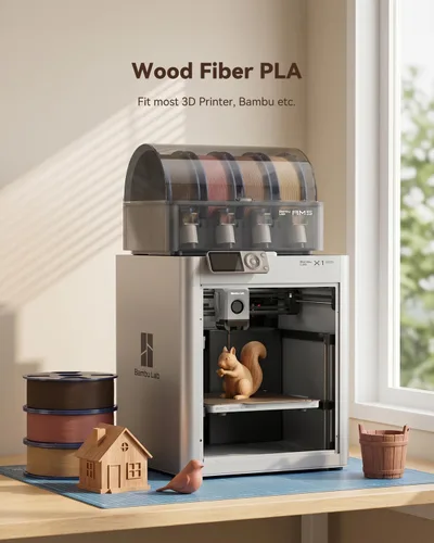 Miniatura 7 de SUNLU Filamento PLA de madera de 0.069 pulgadas, filamento de impresora 3D de fibra de madera real, textura y aroma de madera natural, sin