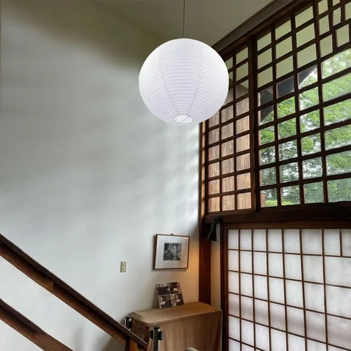 Miniatura 9 de Faroles de papel redondos blancos de 19.68 pulgadas, lámpara colgante de linterna de papel china/japonesa, pantalla grande para decoración