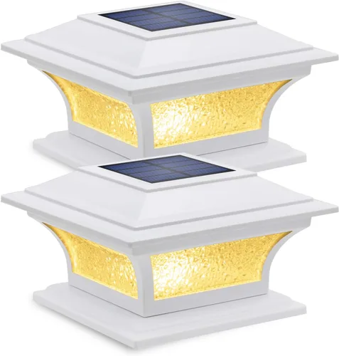 Miniatura 9 de SIEDiNLAR Luces solares de poste de vidrio para exteriores, luz LED para cerca, 2 modos para postes de 4 x 4, 5 x 5, 6 x 6 pulgadas, decoración