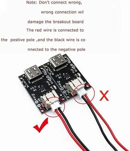 Miniatura 5 de Treedix 2 unids tipo C USB LiPo cargador de batería Junta sin batería con enchufe JST con indicador LED Tasa de carga ajustable automático apagado
