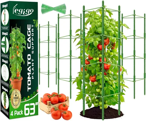 Miniatura 15 de Legigo Paquete de 4 jaulas de tomate de 4 pies para soporte de plantas de jardín, estacas de jardín de hasta 48 pulgadas, jaula de tomate