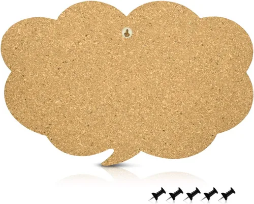 Miniatura 3 de Navaris Tablero de anuncios de corcho – Diseño de burbuja de pensamiento de 11 x 17 pulgadas, incluye 5 pines – Tablero de anuncios de mensajes