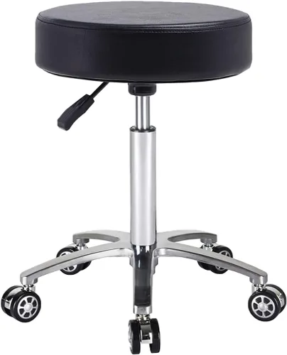 Antlu Taburete giratorio para oficina, salón médico, tatuaje, cocina, masaje, trabajo, altura ajustable, taburete hidráulico con ruedas (negro)