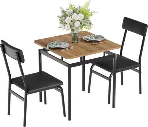 Miniatura 10 de Garvee Juego de mesa de comedor para 4, mesa de comedor y sillas de madera de 5 piezas, 4 sillas tapizadas de poliuretano, juego de comedor moderno