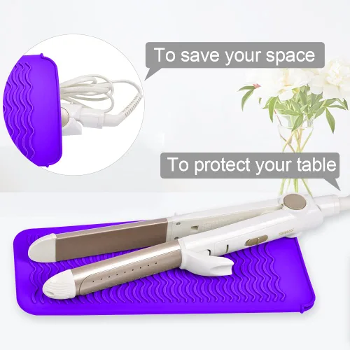 Miniatura 3 de IKOCO Guantes térmicos para peinar el cabello, 2 guantes resistentes al calor con bolsa de silicona para rizador, plancha plana, alisador, Rosa