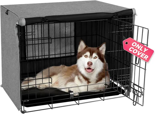 Miniatura 13 de Seiyierr Funda para jaula de perro – Fundas para perrera para jaula de perros de 30 pulgadas, poliéster de doble puerta para jaula de alambre