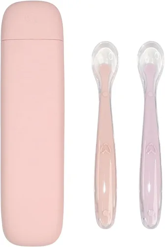 Miniatura 8 de LITTLE RAWR Cucharas de silicona para bebés con caja de almacenamiento, punta suave para bebés de primera etapa, fácil en las encías, cuchara