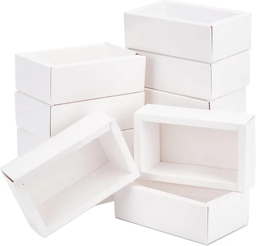 Miniatura 9 de BENECREAT Paquete de 12 cajas rectangulares de papel kraft de 7 x 5 x 1.5 pulgadas con ventana de plástico de PVC para regalos de fiesta, dulces