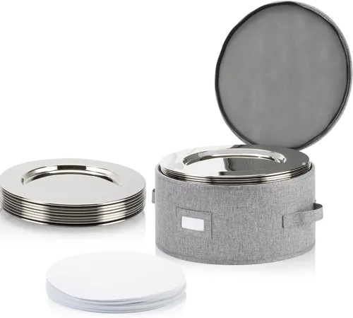 Miniatura 9 de Contenedor de almacenamiento de porcelana para platos de cena - Se adapta a platos de hasta 11.5 pulgadas de ancho - Incluye 12 separadores