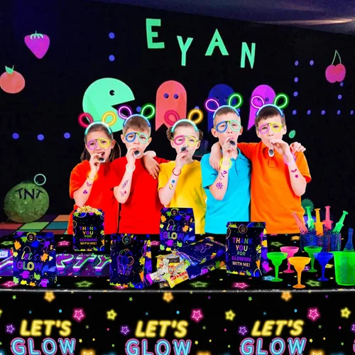 Miniatura 5 de XJLANTTE Bolsas de regalo de fiesta de neón brillante, 20 bolsas de regalo de neón con calcomanías, bolsa de papel de color fluorescente