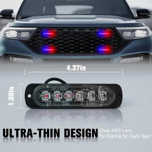 Miniatura 2 de DIBMS Luces LED de emergencia estroboscópicas, 8X Rojo Azul 6 LED de advertencia estroboscópica emergencia intermitente luz de precaución