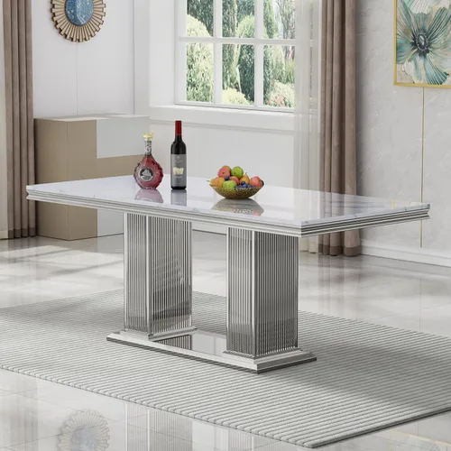 Miniatura 37 de Mesa de comedor de cristal de 51 pulgadas, mesa de comedor para 4-6, mesa de cocina dorada con patas de metal superior de vidrio templado