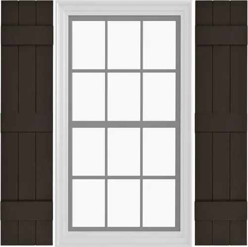 Miniatura 16 de Persianas de Vinilo Board & Batten (1 Par) 11"x31" (3-Tableros) - Negro Cosmos/Pintable Persianas Exteriores para Ventanas Incluye Herrajes