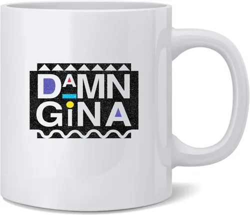 Poster Foundry Damn Gina Retro 90s Clothing Taza de café de cerámica taza de té divertido regalo novedoso 12 oz