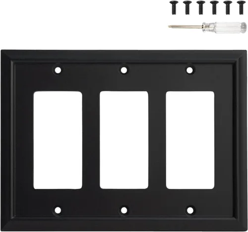 Miniatura 11 de Placa de pared, cubiertas de toma de corriente dúplex, cubierta de interruptor de luz negro mate - Placa de cubierta de toma de corriente eléctrica
