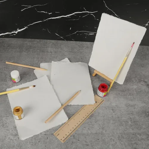Miniatura 4 de Papel de borde Deckle hecho a mano de 11 x 7 pulgadas, papel de algodón reciclado de 200 GSM, paquete de 25 hojas, perfecto para acuarela, dibujo