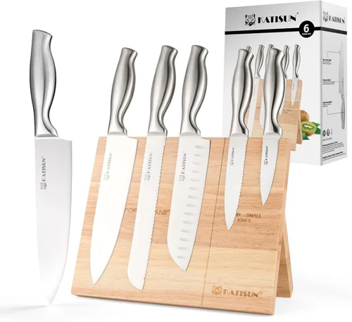 Miniatura 8 de Juego de cuchillos de cocina, juego de 6 piezas de bloques de cuchillos con organizador de cajones de cuchillos de pino, perfecto para el hogar
