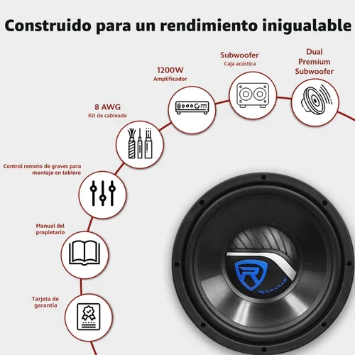 Miniatura 3 de Rockville RV10.2B 1000W de pico/350W RMS Subwoofer de coche de 10" de doble carcasa, amplificador mono Clase A/B, diseño ventilado con puerto