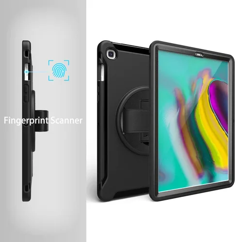 Miniatura 5 de Dteck Funda para Galaxy Tab S5e 2019, resistente, de cuerpo completo, resistente, a prueba de golpes, con correa de mano giratoria para tableta