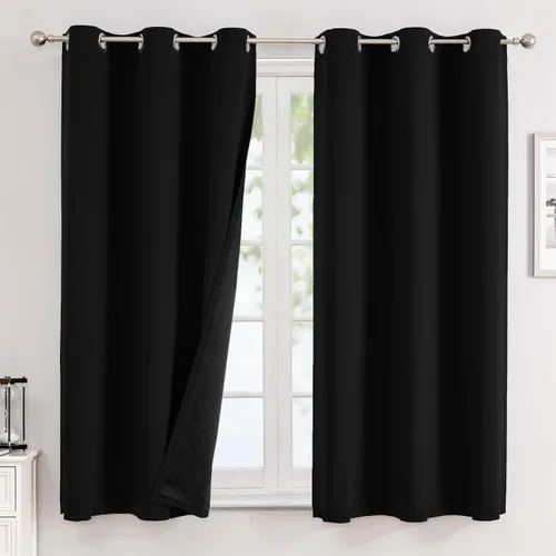 Miniatura 89 de ChrisDowa - Cortinas 100% opacas, para dormitorio, con forro negro, 2 capas gruesas, aislamiento térmico y ojales, 63 pulgadas de largo, juego de 2