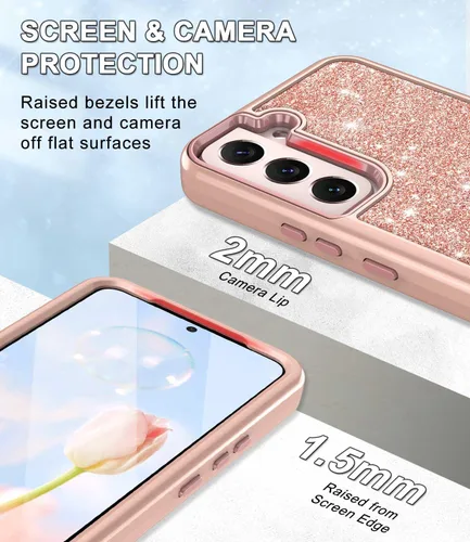 Miniatura 4 de Btscase Funda para Samsung Galaxy S22 Plus 5G, Patrón de Mármol 3 en 1 Resistente Uso Rudo a Prueba de Golpes Cuerpo Completo Rugosa PC Dura +