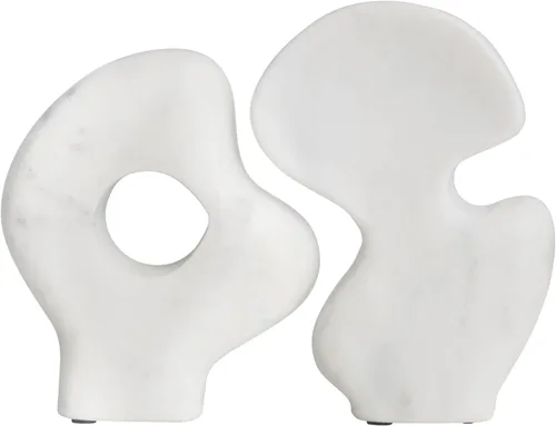 Miniatura 3 de Esculturas decorativas abstractas de mármol, juego de 2 estilos, color blanco