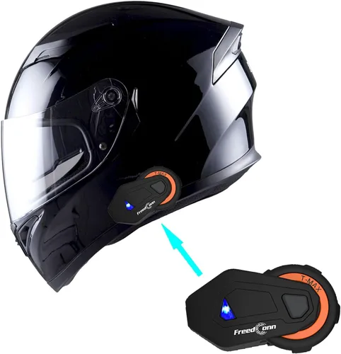 Miniatura 7 de 1Storm Casco de motocicleta para bicicleta de calle con doble visera/visera solar, casco completo con luz trasera LED: Negro mate Z LED negro mate