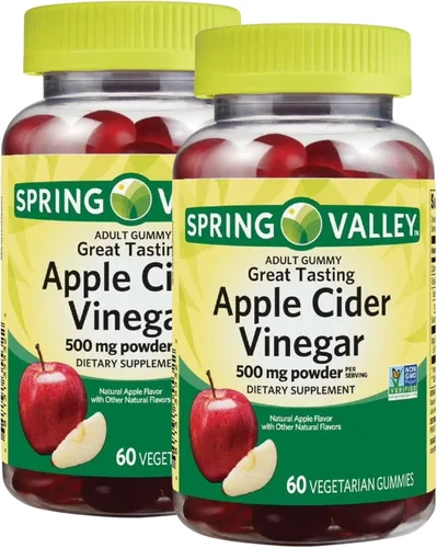 Gomitas de vinagre de sidra de manzana de 500 mg – 60 unidades, gomitas ACV con sabor natural a manzana, gomitas de bienestar diario, suplemento