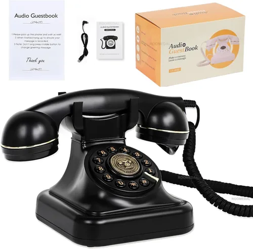 Miniatura 10 de Libro de invitados de audio, teléfono de boda, graba mensajes de audio personalizados con libro de invitados retro para boda, fiesta de cumpleaños