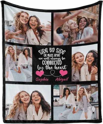 Manta de collage de fotos personalizada con mensaje de amor y nombres, manta suave para niñas y hermanas, sofá cama, 30 x 40 pulgadas