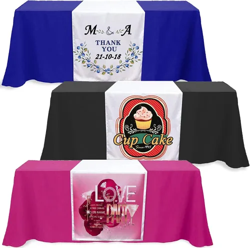 Miniatura 2 de Camino de mesa personalizado con logotipo de empresa de hasta 36 x 72 pulgadas, caminos de mantel personalizados para eventos de bodas y ferias
