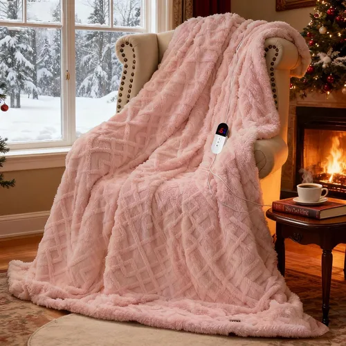 Miniatura 14 de SnugLife Manta térmica eléctrica con 6 niveles de calentamiento rápido, 4 horas de apagado automático, ultra coza y cálida manta eléctrica de piel
