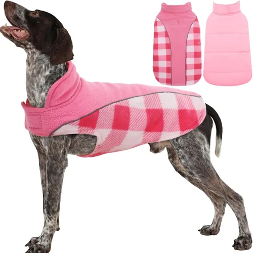 Miniatura 29 de Kuoser - Abrigo reversible para perros para climas fríos, abrigo de invierno impermeable reflejante para mascotas, abrigo para perros a cuadros