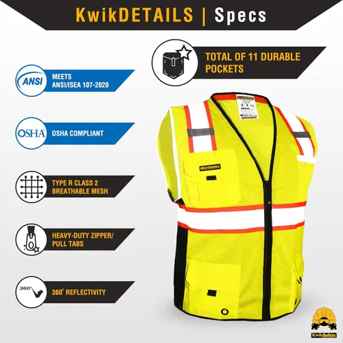 Miniatura 5 de KwikSafety - Chaleco de seguridad BIG KAHUNA Base y edición limitada Chaleco reflectante clase 2 ANSI OSHA chaleco de seguridad para hombres