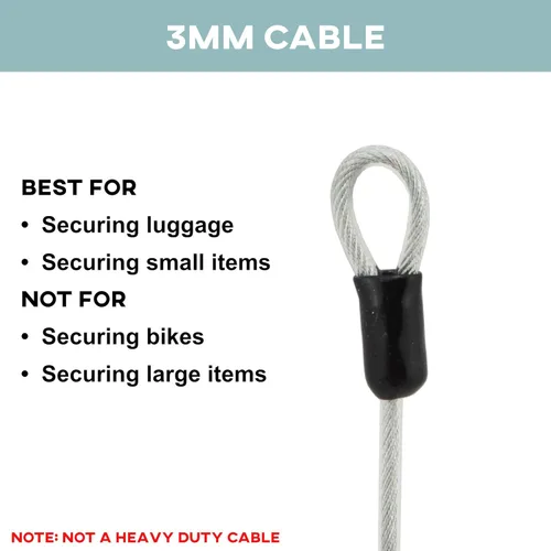 Miniatura 6 de Lumintrail Cable de seguridad con revestimiento de acero trenzado de 4 pies y 0.118 in (1/8 pulgadas), bloqueo de equipaje, cable de seguridad