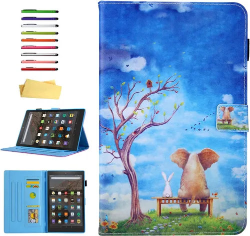 Miniatura 17 de Funda para tablet Fire HD 8 de 8ª/7ª/6ª generación de 8.0 pulgadas con soporte para lápices [encendido y apagado automático] ranuras para tarjetas