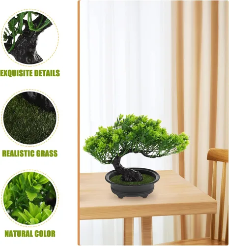 Miniatura 9 de Hemoton Árbol bonsái artificial, árbol de pino artificial, decoración de fiesta de Navidad, bonsái, decoración del hogar, plantas falsas para pared
